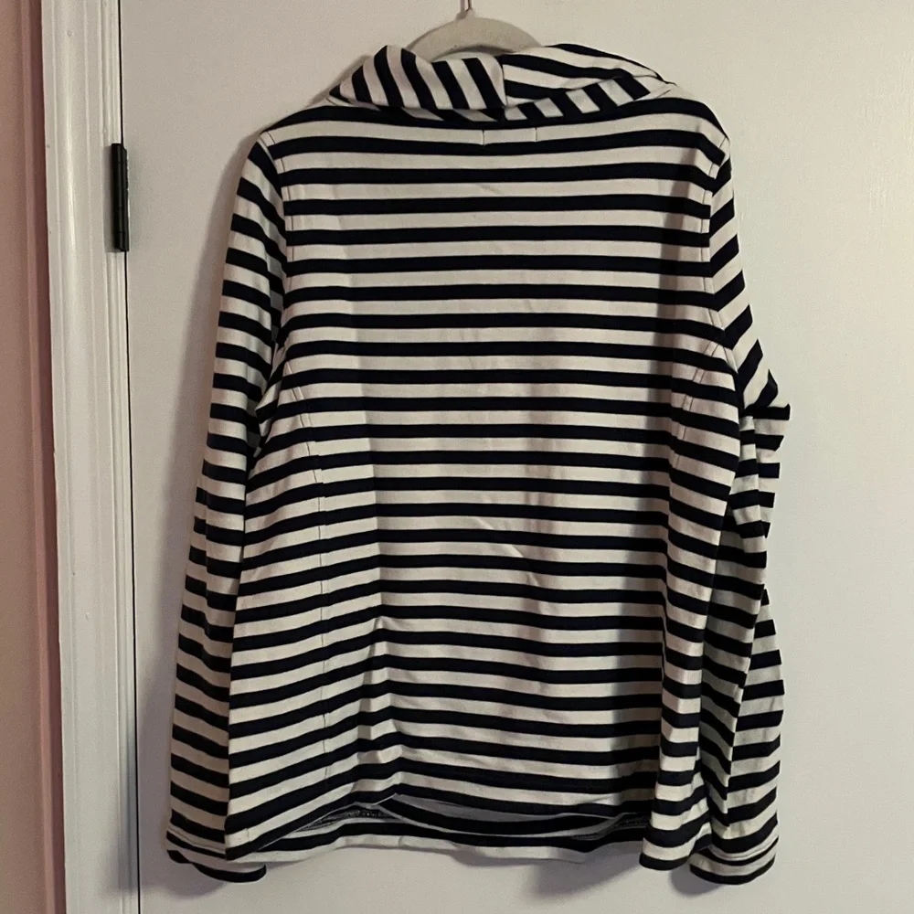 Vineyard Vines Navy and White Striped Cowl Neck Sweatshirt - Picture 5 of 7
